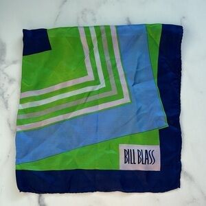 Bill Blass Vintage Silk Scarf Vibrant Blue and Green Unisex